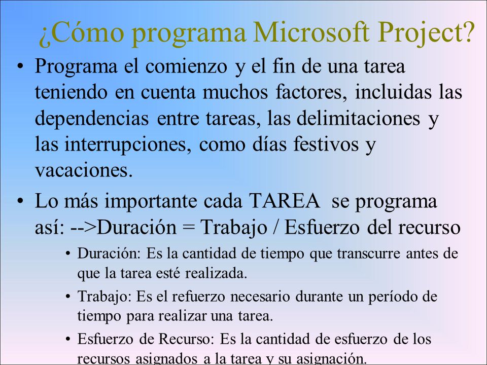 ¿Cómo programa Microsoft Project