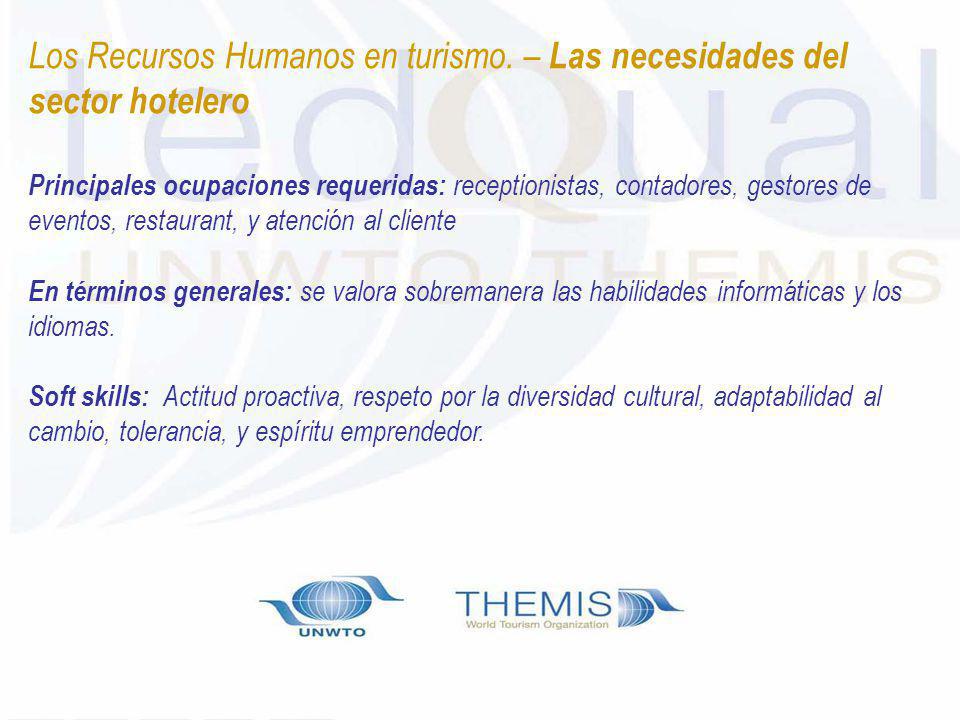 Los Recursos Humanos en turismo. – Las necesidades del sector hotelero