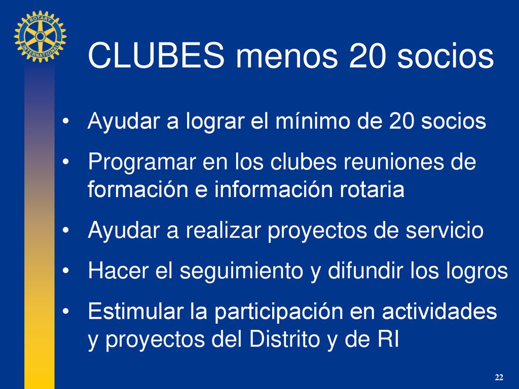 CLUBES menos 20 socios Ayudar a lograr el mínimo de 20 socios