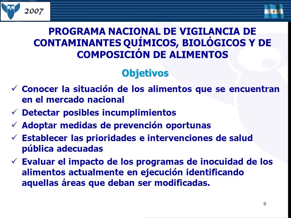 PROGRAMA NACIONAL DE VIGILANCIA DE CONTAMINANTES QUÍMICOS, BIOLÓGICOS Y DE COMPOSICIÓN DE ALIMENTOS