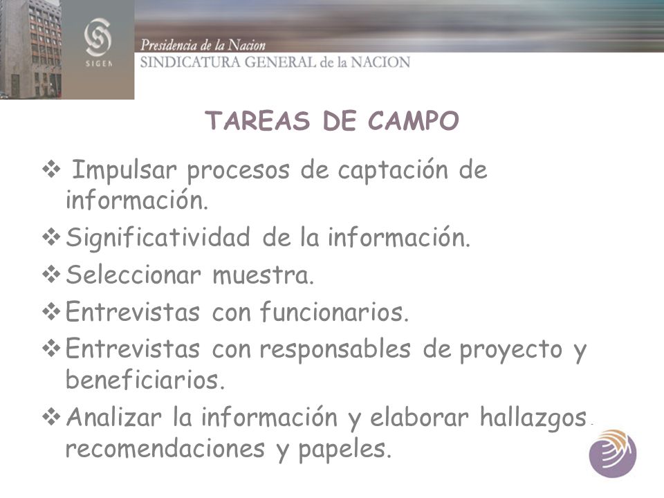 TAREAS DE CAMPO Impulsar procesos de captación de información. Significatividad de la información.