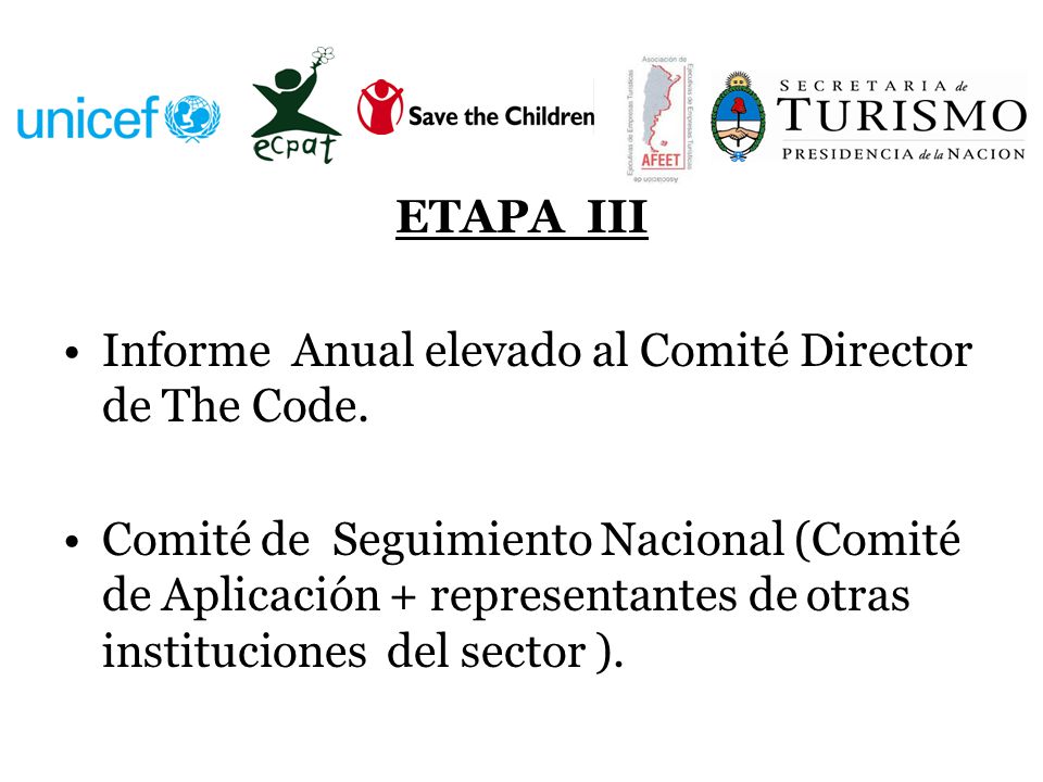 ETAPA III Informe Anual elevado al Comité Director de The Code.