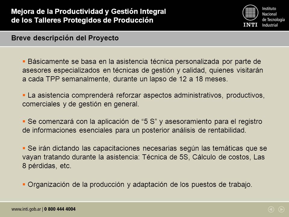 Mejora de la Productividad y Gestión Integral de los Talleres Protegidos de Producción