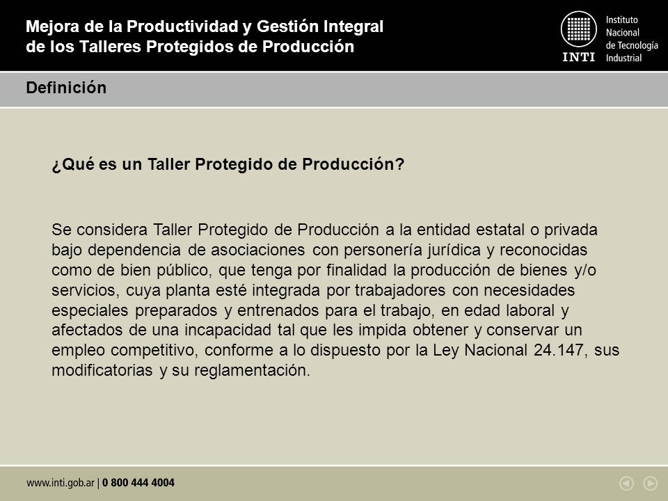 Mejora de la Productividad y Gestión Integral de los Talleres Protegidos de Producción