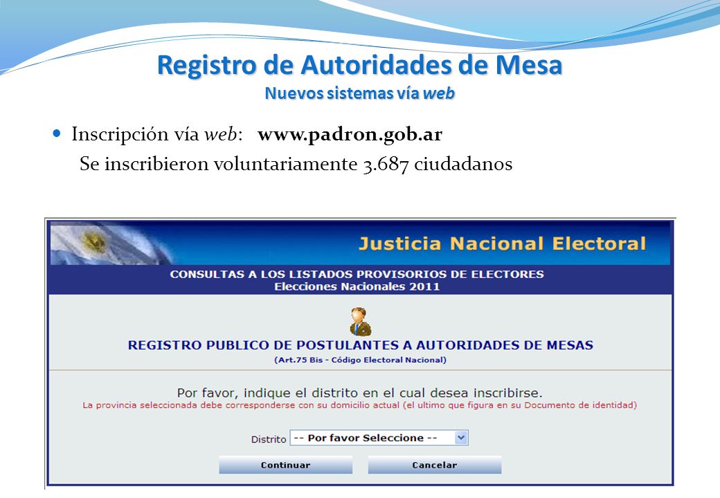 Registro de Autoridades de Mesa Nuevos sistemas vía web