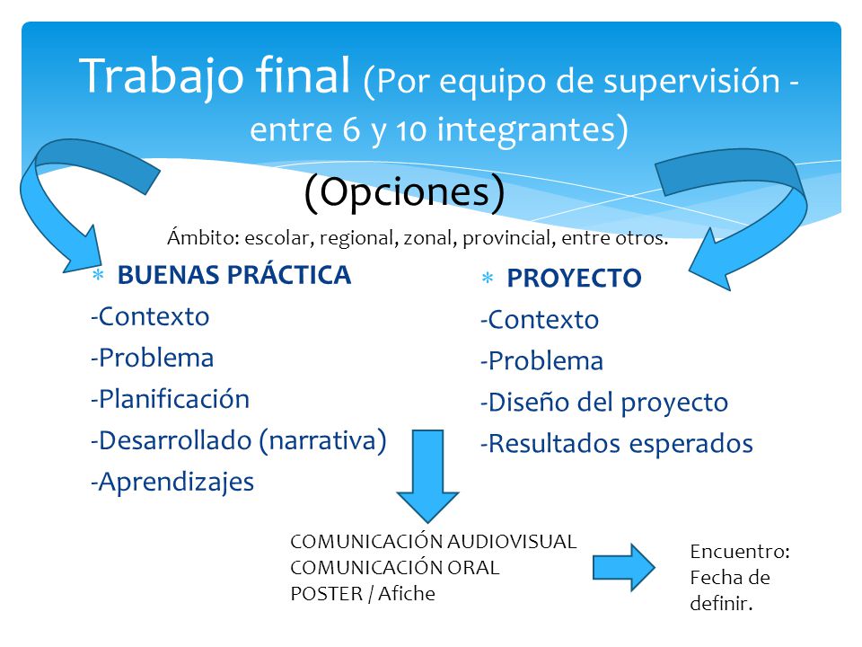 Trabajo final (Por equipo de supervisión -entre 6 y 10 integrantes)