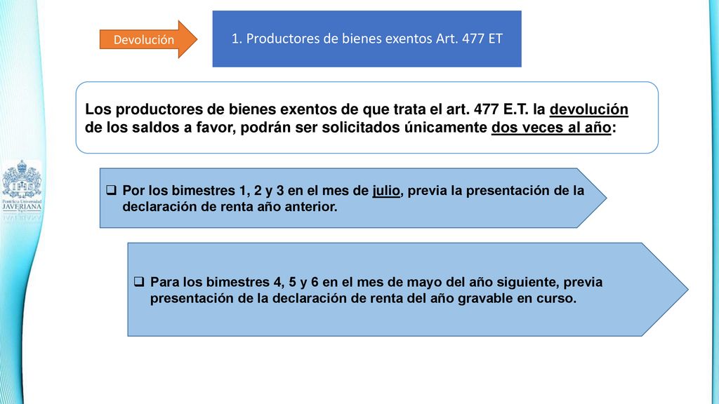 1. Productores de bienes exentos Art. 477 ET