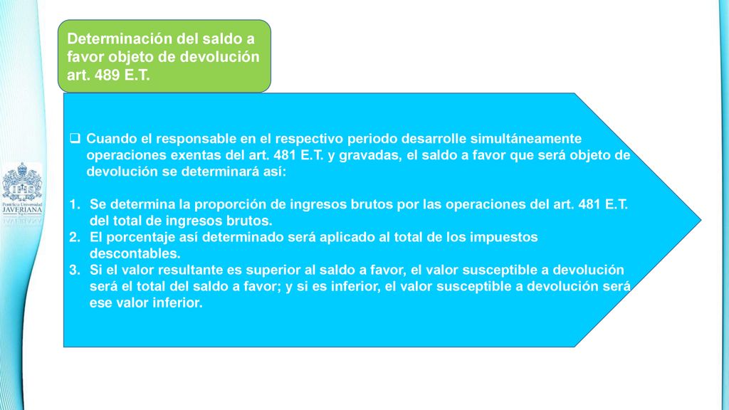 Determinación del saldo a favor objeto de devolución art. 489 E.T.