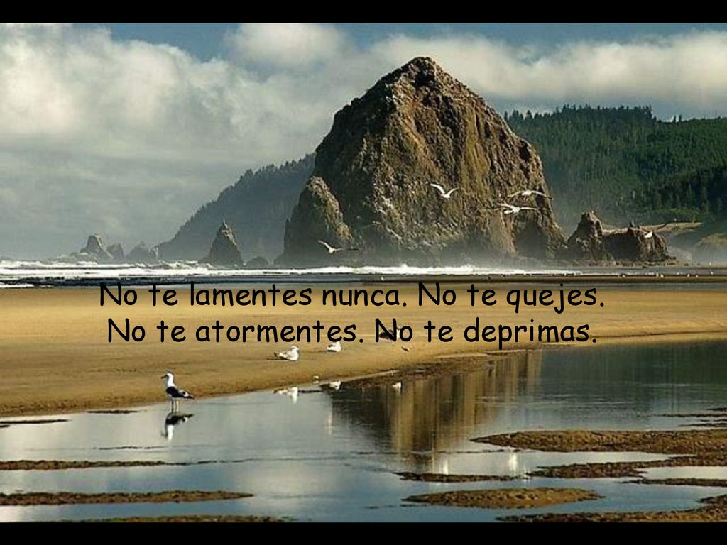 No te lamentes nunca. No te quejes. No te atormentes. No te deprimas.
