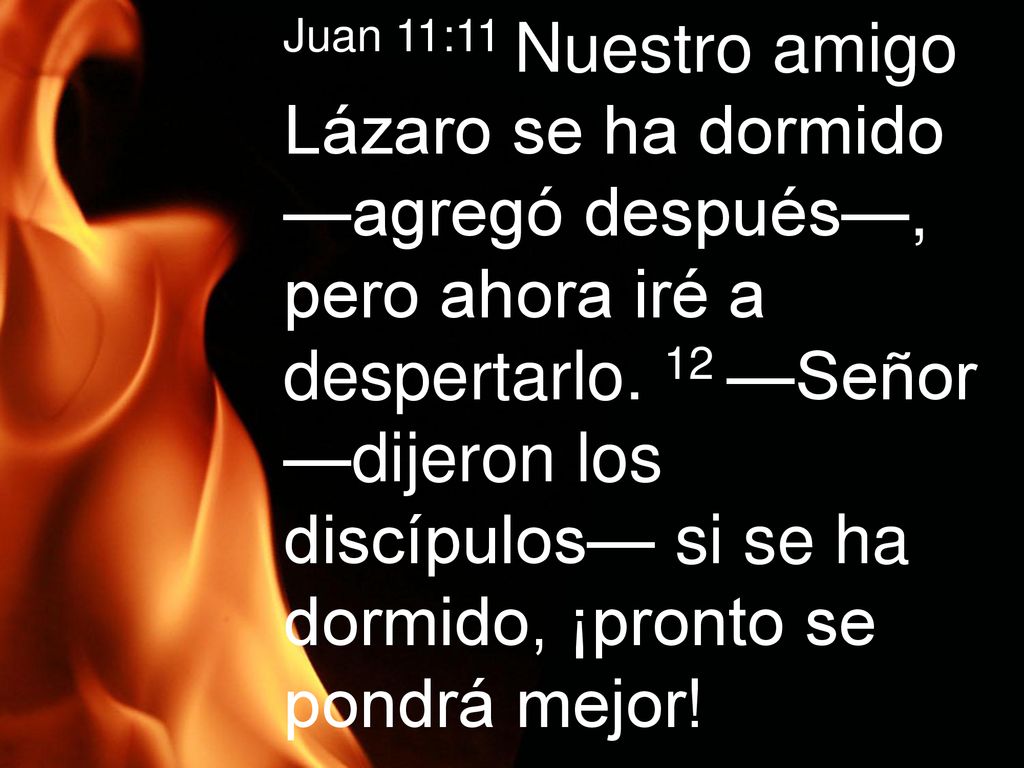 Juan 11:11 Nuestro amigo Lázaro se ha dormido —agregó después—, pero ahora iré a despertarlo.