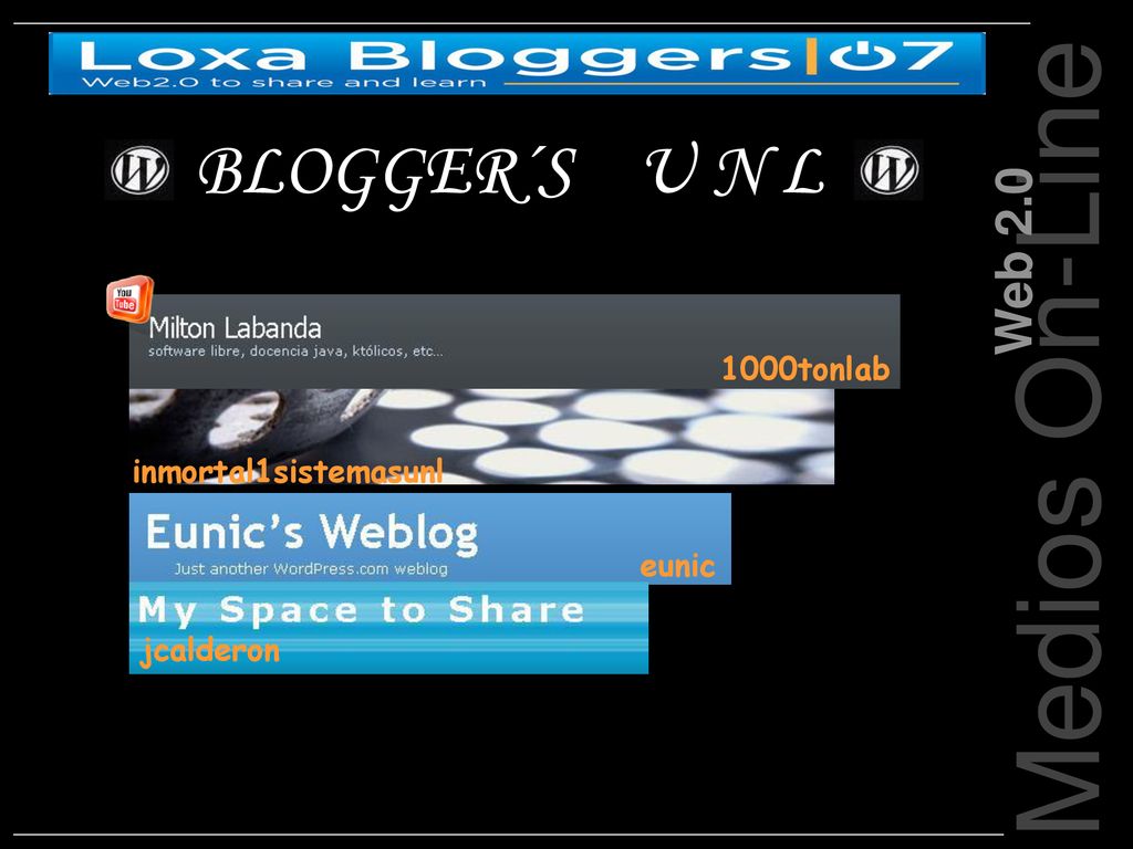Medios On-Line BLOGGER´S U N L Web tonlab inmortal1sistemasunl