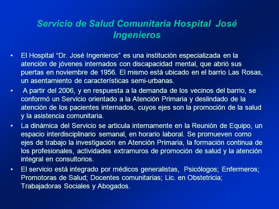 Servicio de Salud Comunitaria Hospital José Ingenieros