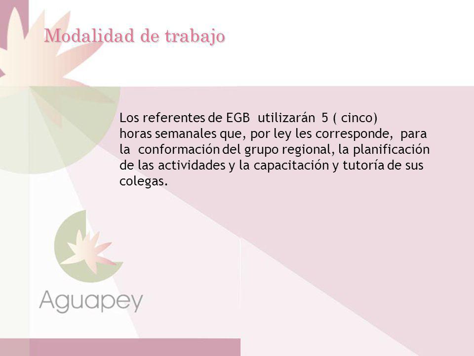 Modalidad de trabajo Los referentes de EGB utilizarán 5 ( cinco)