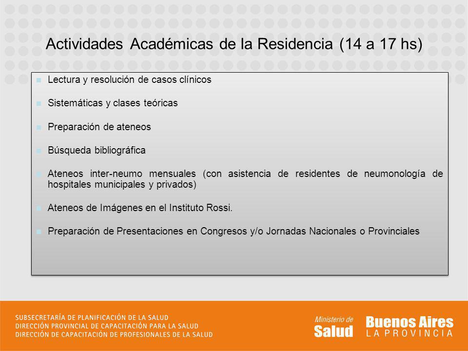 Actividades Académicas de la Residencia (14 a 17 hs)