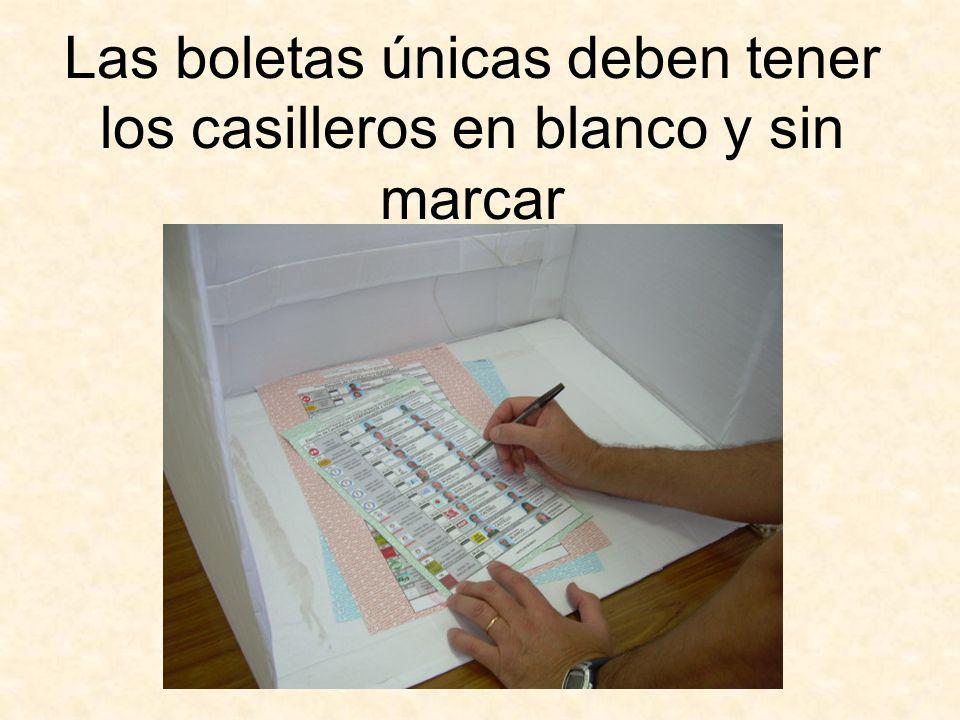 Las boletas únicas deben tener los casilleros en blanco y sin marcar