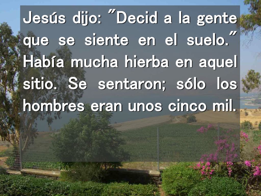 Jesús dijo: Decid a la gente que se siente en el suelo