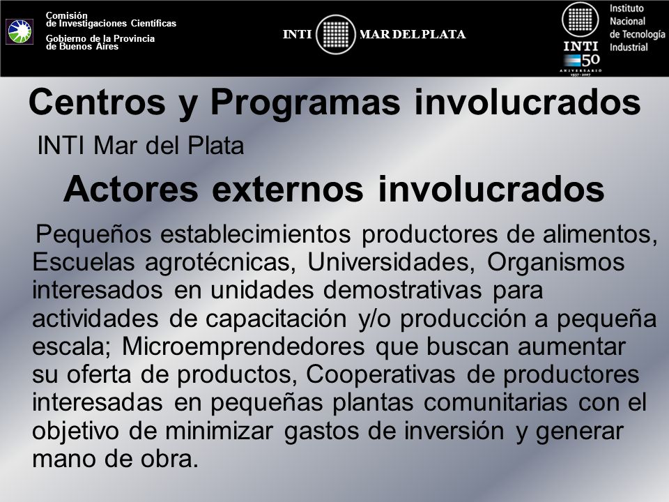Centros y Programas involucrados