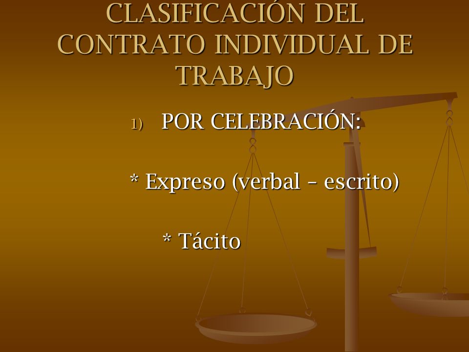 CLASIFICACIÓN DEL CONTRATO INDIVIDUAL DE TRABAJO