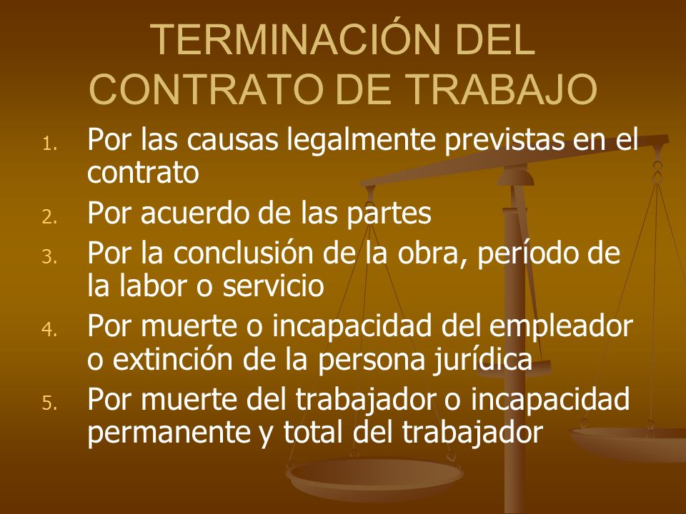 TERMINACIÓN DEL CONTRATO DE TRABAJO