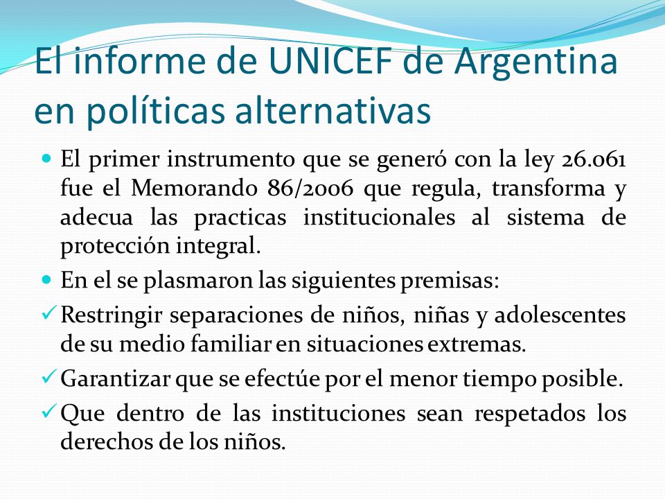 El informe de UNICEF de Argentina en políticas alternativas