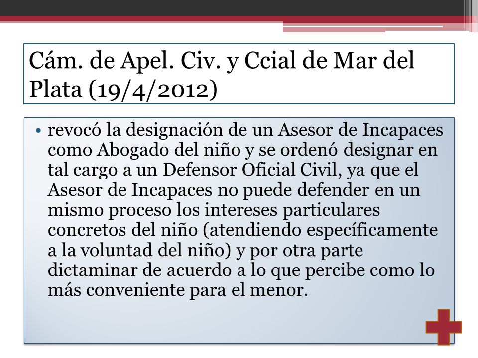 Cám. de Apel. Civ. y Ccial de Mar del Plata (19/4/2012)
