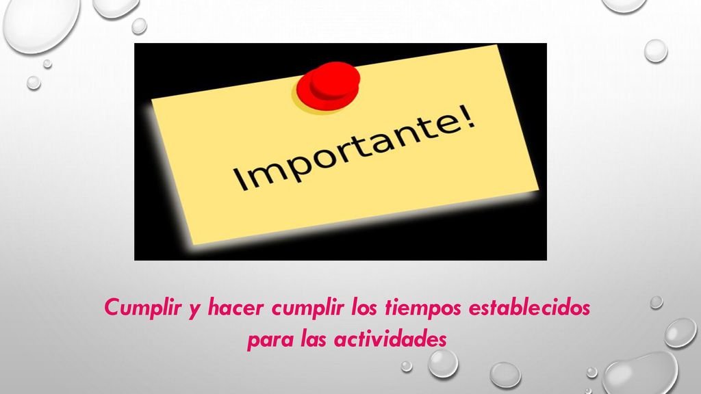 Cumplir y hacer cumplir los tiempos establecidos para las actividades