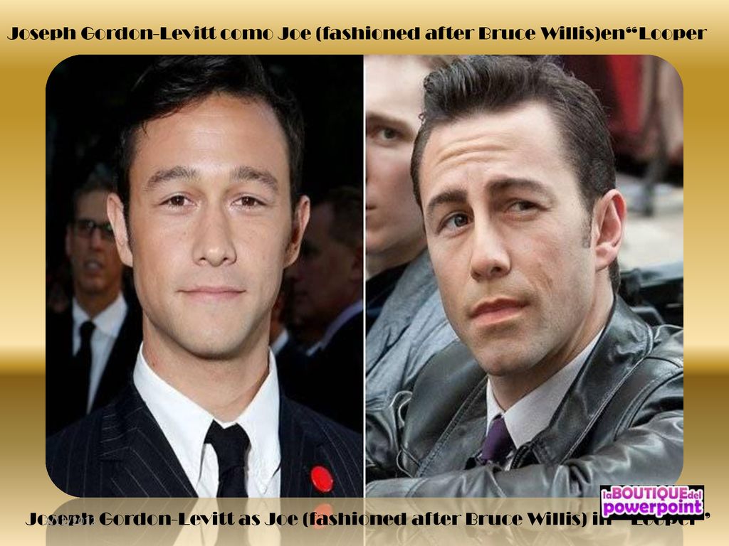 Joseph Gordon-Levitt como Joe (fashioned after Bruce Willis)en Looper