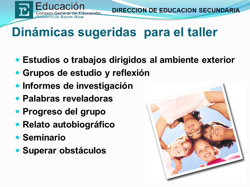 Dinámicas sugeridas para el taller