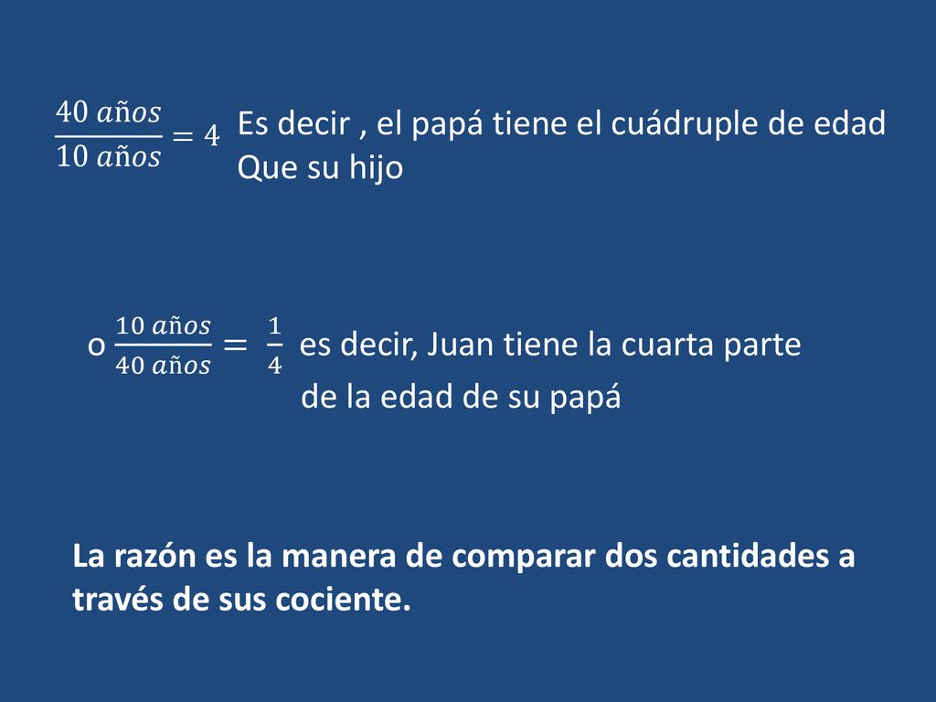 Es decir , el papá tiene el cuádruple de edad Que su hijo