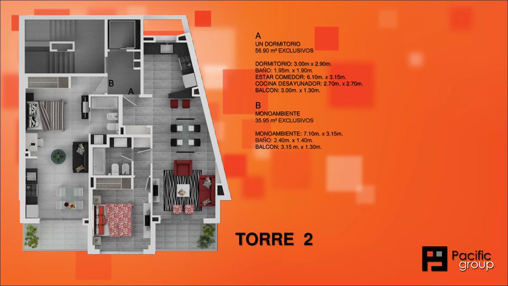 TORRE 2 A B B A UN DORMITORIO m² EXCLUSIVOS