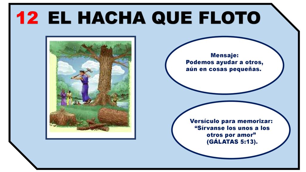 12 EL HACHA QUE FLOTO Mensaje: Podemos ayudar a otros,