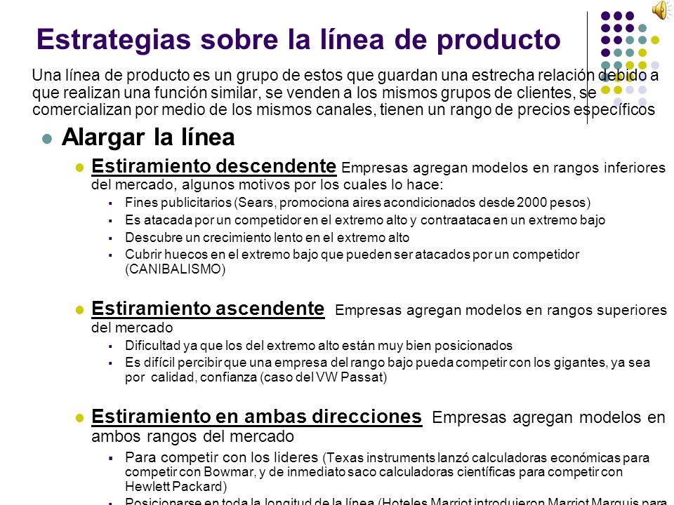 Estrategias sobre la línea de producto
