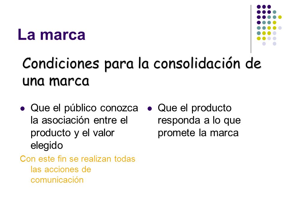 La marca Condiciones para la consolidación de una marca