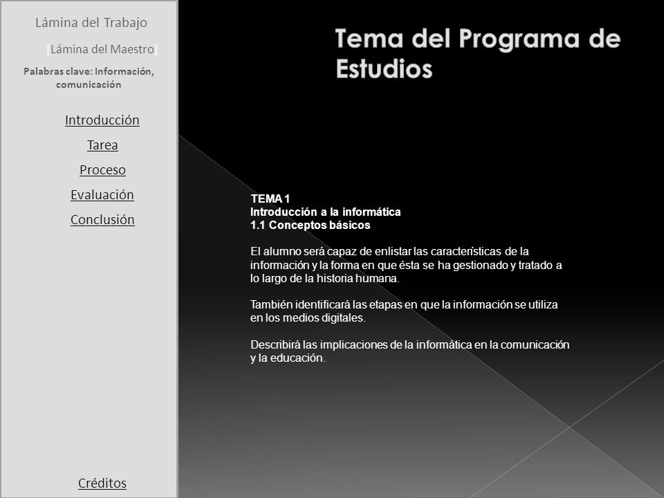 Palabras clave: Información, comunicación
