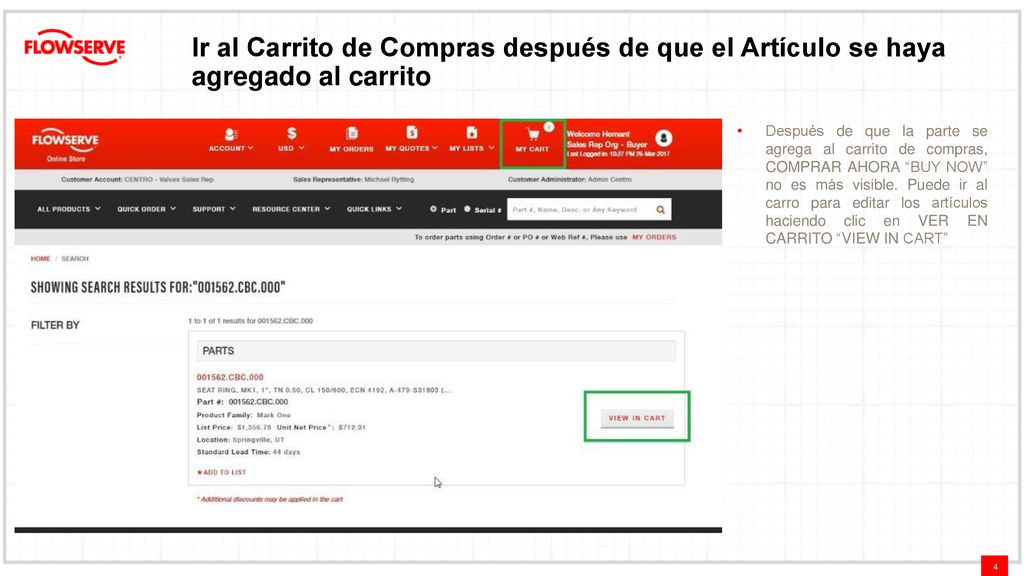 Ir al Carrito de Compras después de que el Artículo se haya agregado al carrito