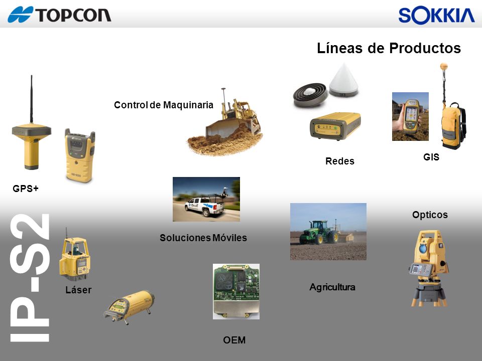 Líneas de Productos Control de Maquinaria GIS Redes GPS+ Opticos