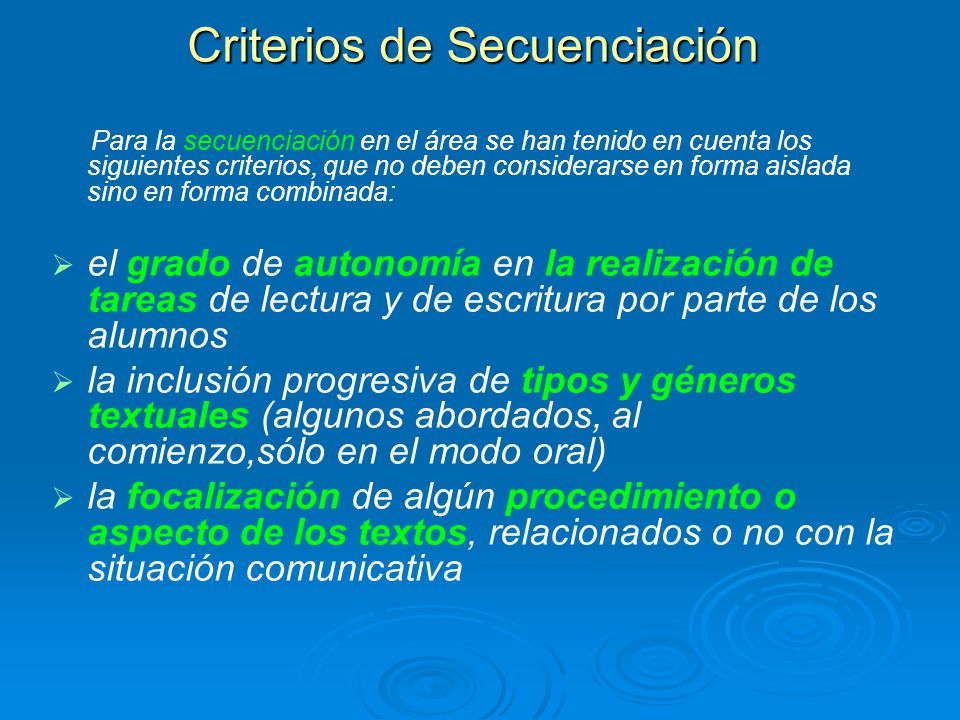 Criterios de Secuenciación