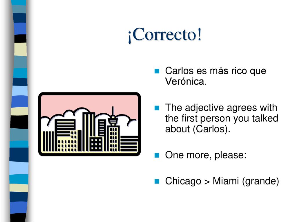 ¡Correcto! Carlos es más rico que Verónica.