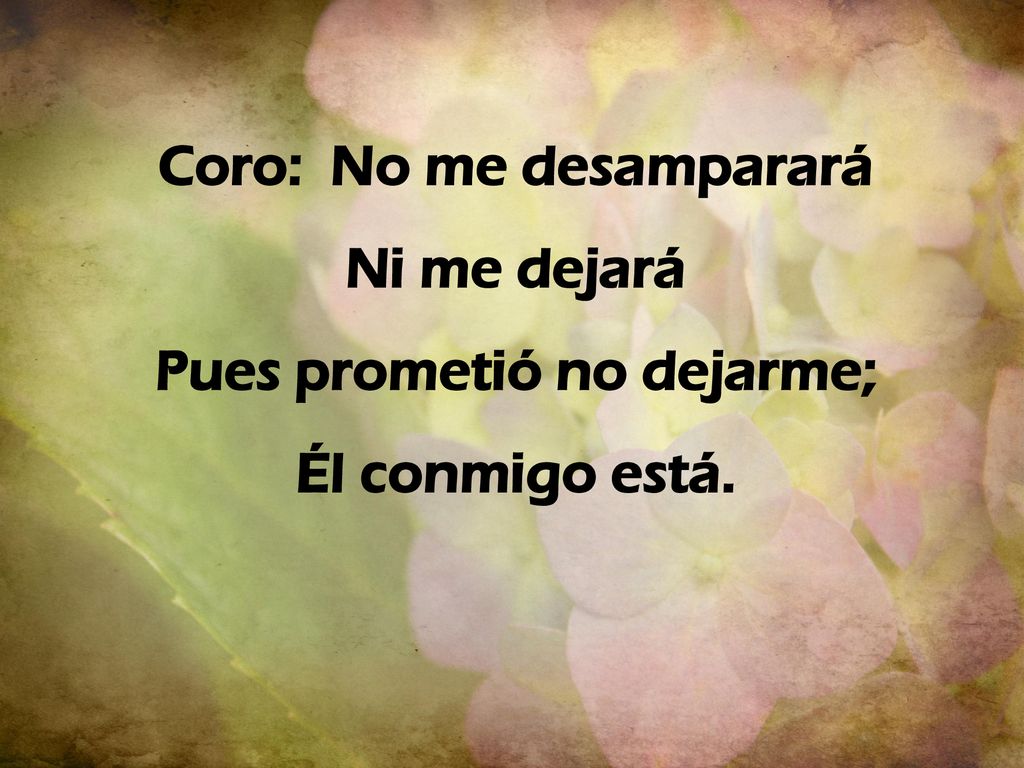 Coro: No me desamparará Pues prometió no dejarme;