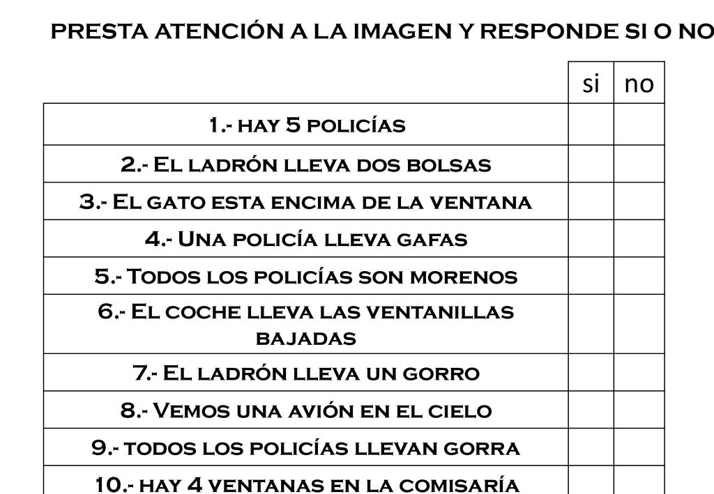 si no PRESTA ATENCIÓN A LA IMAGEN Y RESPONDE SI O NO