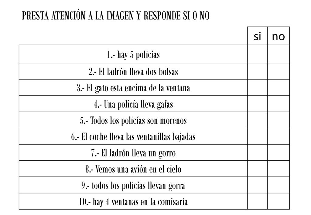 PRESTA ATENCIÓN A LA IMAGEN Y RESPONDE SI O NO si no