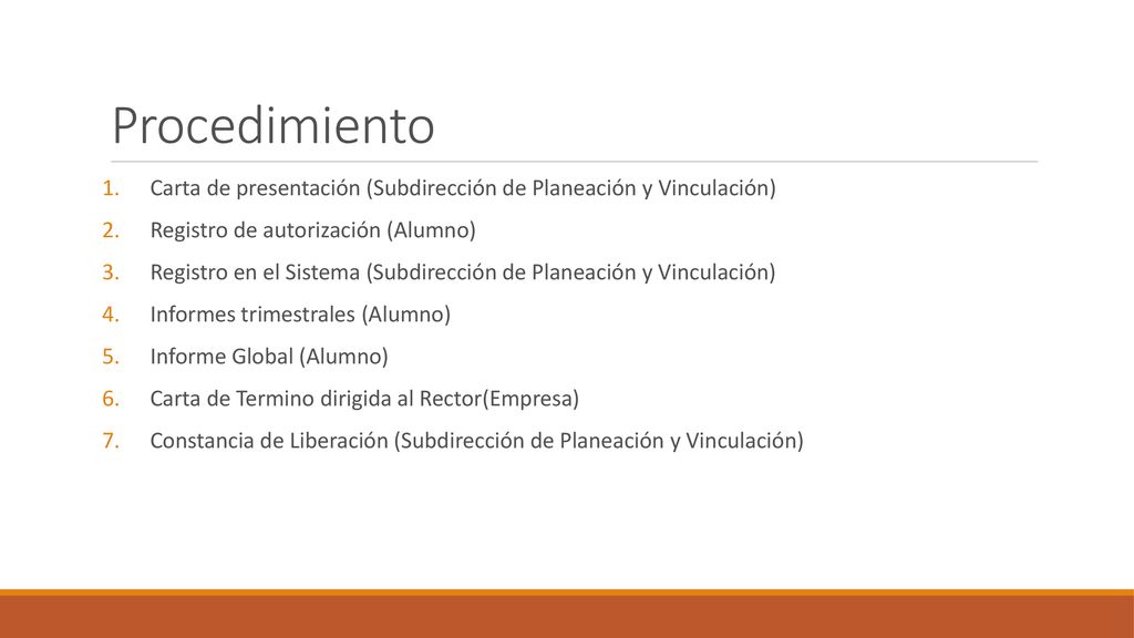 Procedimiento Carta de presentación (Subdirección de Planeación y Vinculación) Registro de autorización (Alumno)