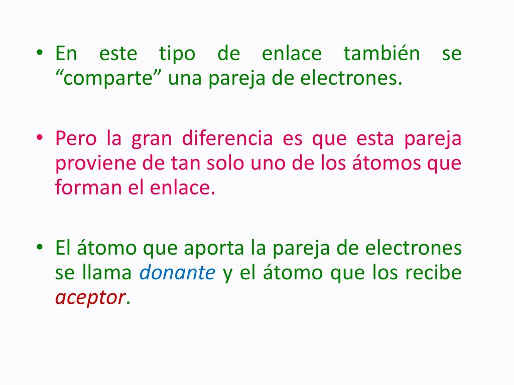 En este tipo de enlace también se comparte una pareja de electrones.