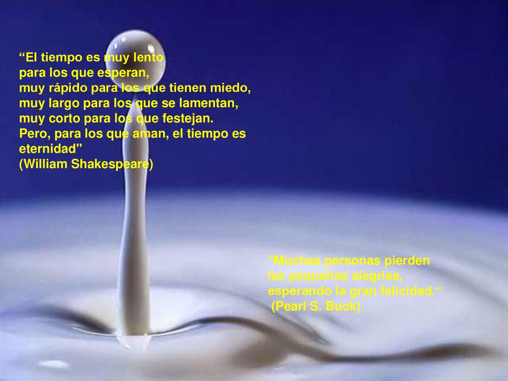 El tiempo es muy lento para los que esperan, muy rápido para los que tienen miedo, muy largo para los que se lamentan,