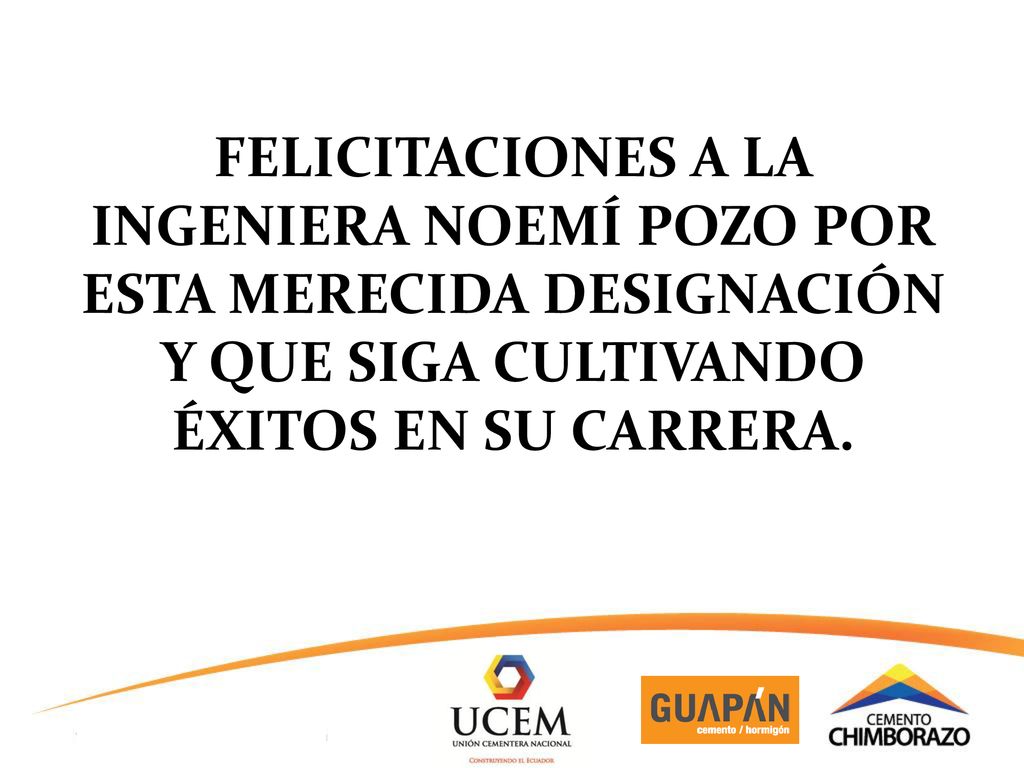 FELICITACIONES A LA INGENIERA NOEMÍ POZO POR ESTA MERECIDA DESIGNACIÓN Y QUE SIGA CULTIVANDO ÉXITOS EN SU CARRERA.
