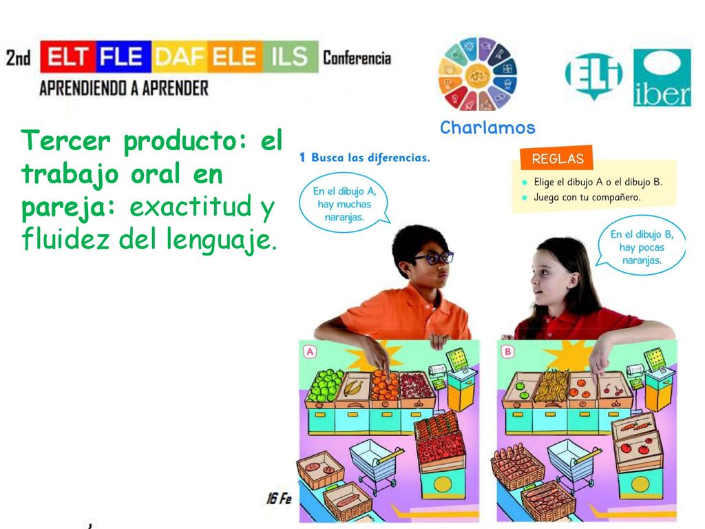 Tercer producto: el trabajo oral en pareja: exactitud y fluidez del lenguaje.