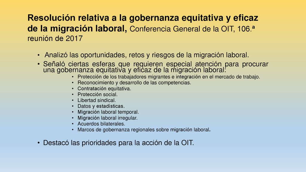 Resolución relativa a la gobernanza equitativa y eficaz de la migración laboral, Conferencia General de la OIT, 106.ª reunión de 2017