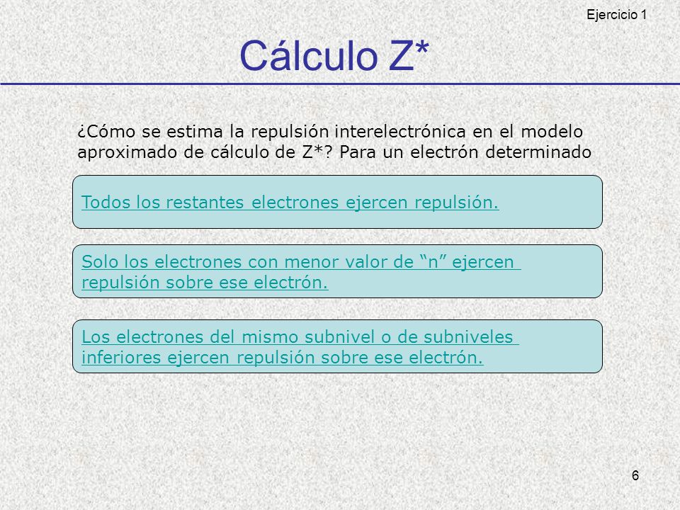 Cálculo Z* ¿Cómo se estima la repulsión interelectrónica en el modelo