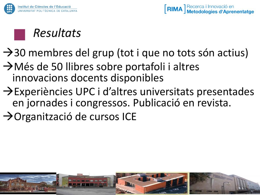 Resultats 30 membres del grup (tot i que no tots són actius)