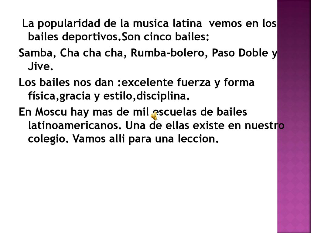 La popularidad de la musica latina vemos en los bailes deportivos